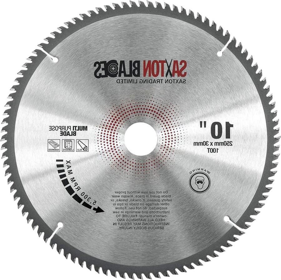 Saxton TCT Cirkelzaagblad 250mm x 100T x 30mm Aluminium Laminaat Hardhout Droeg 16 20 25mm en 25.4mm Ring