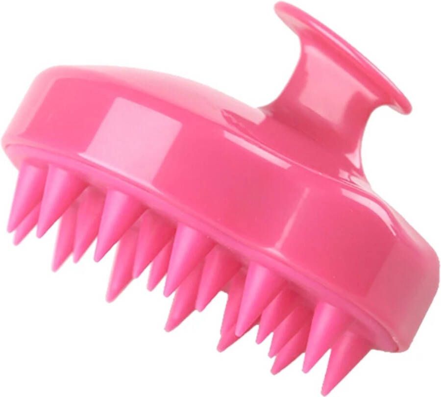 Merkloos Haarborstel rond silicone donker roze hoofdhuid massage borstel Anti-roos borstels scalp massager haargroei shampoo brush – bad borstel