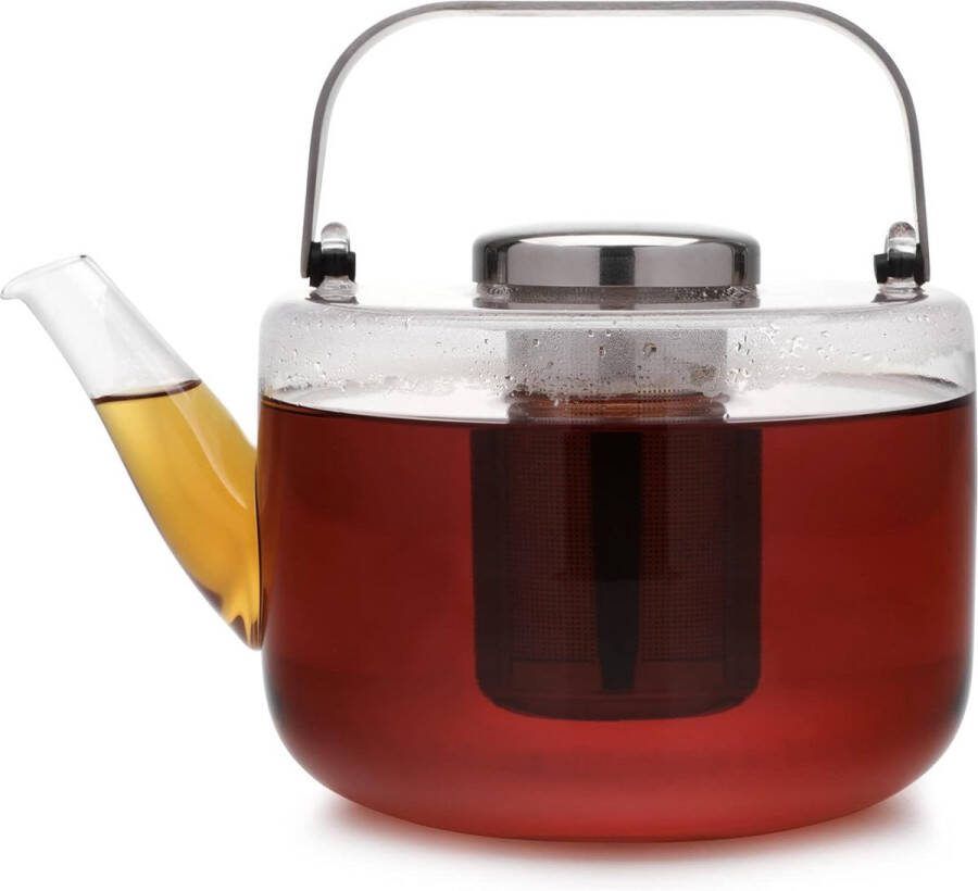 Scandinavia theepot met zeefinzet glazen theemaker met hittebestendige theezeef glazen pot voor theelichtjes met warmer geschikt voor losse thee zonder theezakjes 1 3 liter