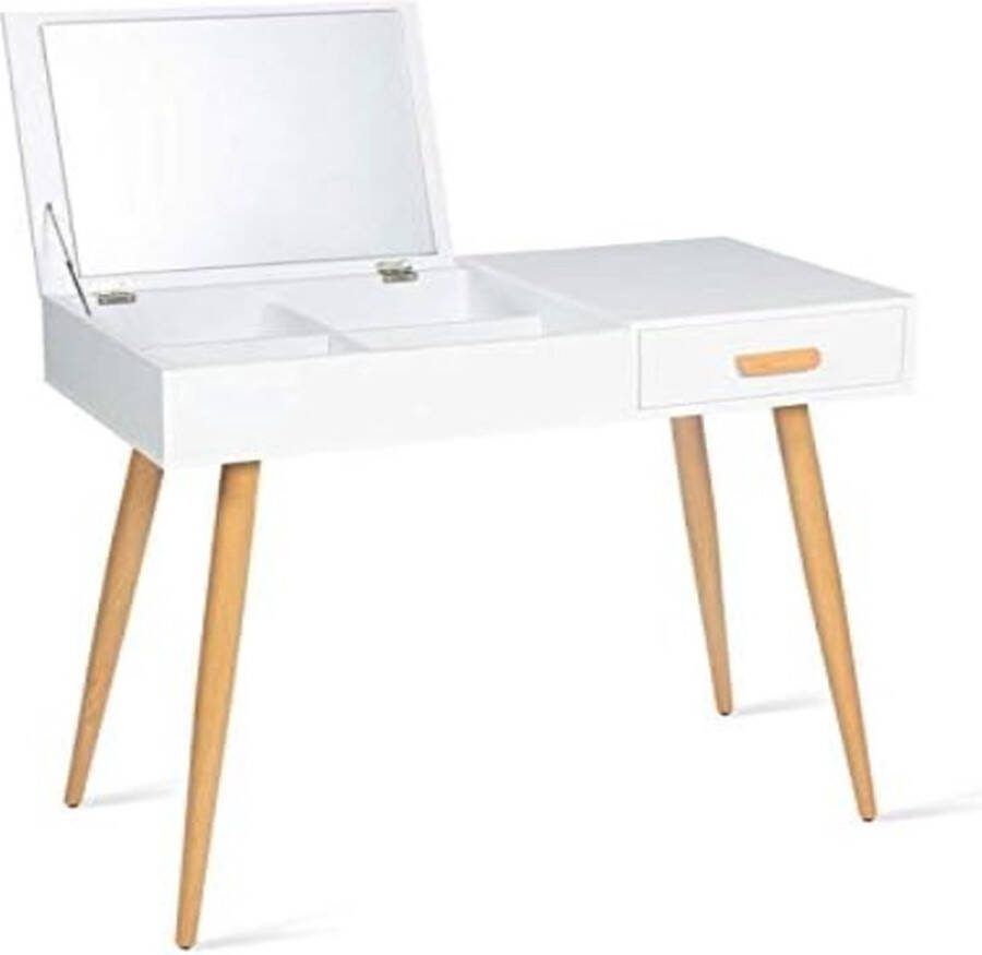 Scandinavische make-uptafel Lisa opklapbare spiegel wit