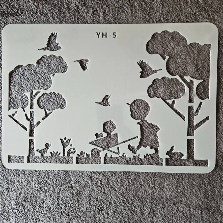 Scene Spelende kinderen hobby stencil A4 herbruikbaar kaarten maken scrapbooking knutselen