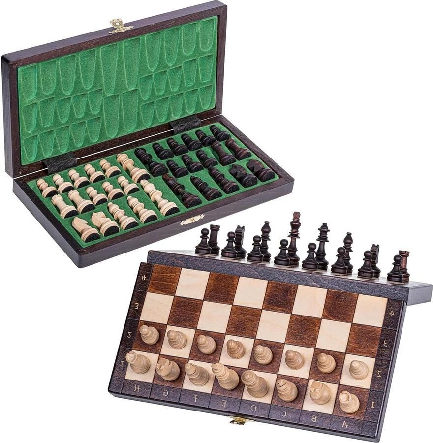 Schaak MAGNETISCH LUX 28 x 28 cm Houten Schaakbord met Schaakfiguren