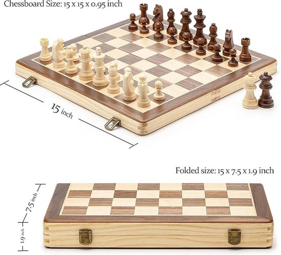 Schaakset schaakbord 39.7 x 20.8 x 0.25 cm