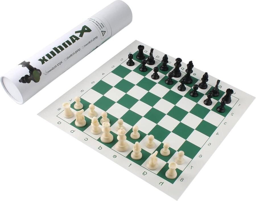 Schaakstukken en opklapbaar bord Groene Schaakspel Set XQTZ-01 Grootte 42x42cm