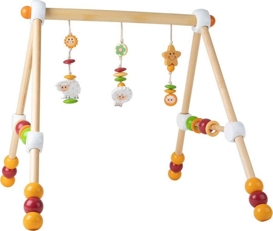Schaap speeltrapezium met rammelaars en ballen Houten speelboog voor baby's