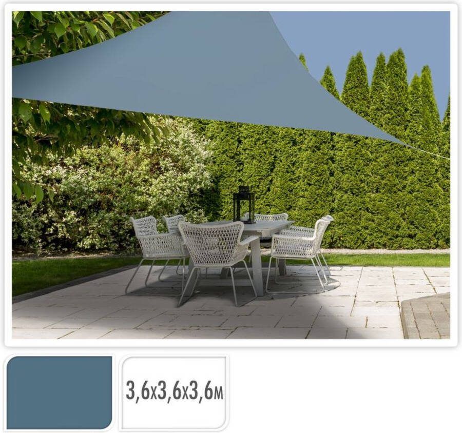 Schaduwdoek Driehoek 360x360x360 Blauw UV beschermwaarde: UPF 50+ 160 gr per M2