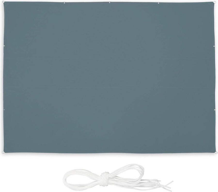 Schaduwdoek rechthoek 45 x 55 m waterafstotend uv-bestendig grijs voor tuin terras Relaxdays Shade Sail