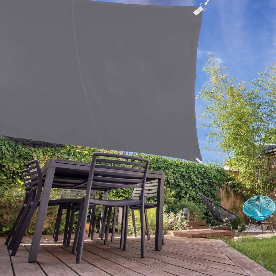 Schaduwdoek vierkant waterafstotend uv-bestendig met scheerlijnen terras balkon 4 x 4 m grijs