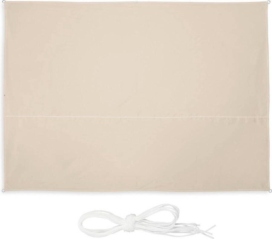 Schaduwdoek waterafstotend uv-bestendig 3.5 x 4.5 m rechthoek beige terras balkon met touwen
