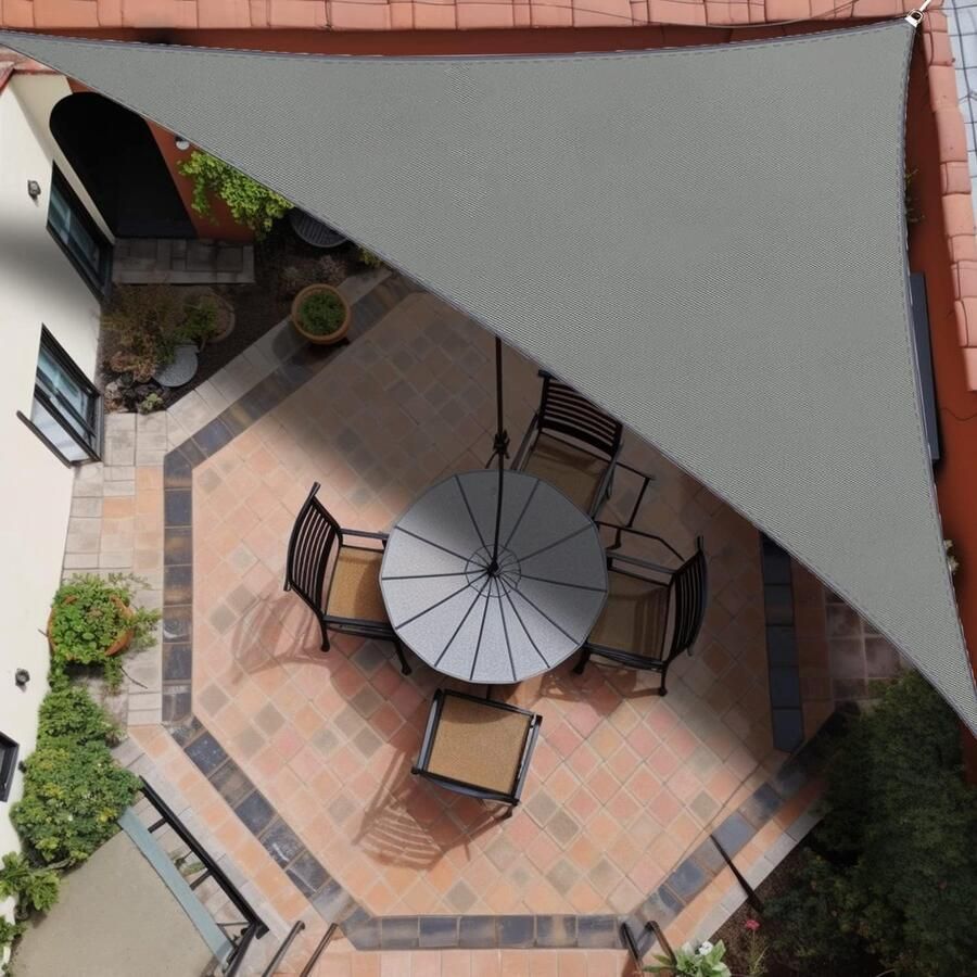 Schaduwzeilen Tuin Schaduw Zeil Waterdicht Zonnescherm Zeil Zonnescherm voor Patio met Luifelbevestiging 95% UV Blok Driehoek 4 x 4 x 5 7m Grijs