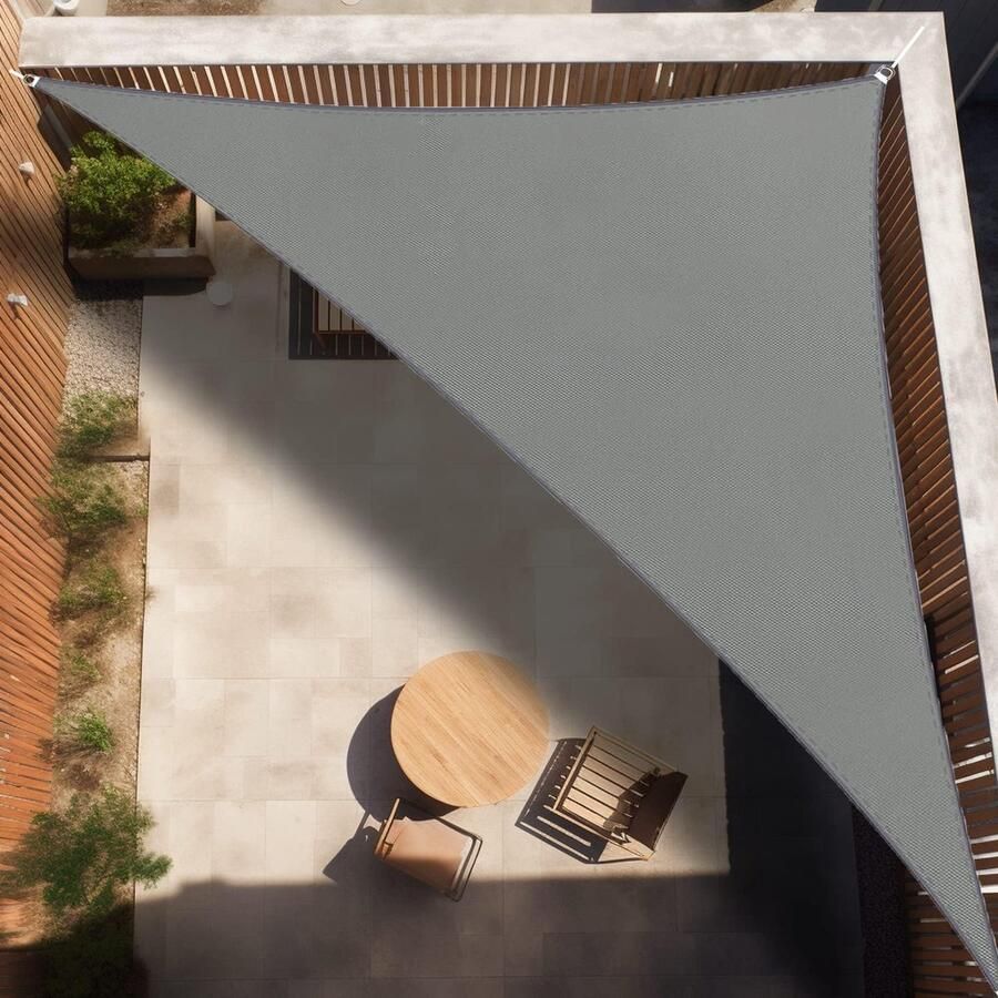 Schaduwzeilen Tuin Schaduw Zeil Waterdicht Zonnescherm Zeil Zonnescherm voor Patio met Luifelbevestiging 95% UV Blok Driehoek 3 x 4 x 5m Grijs