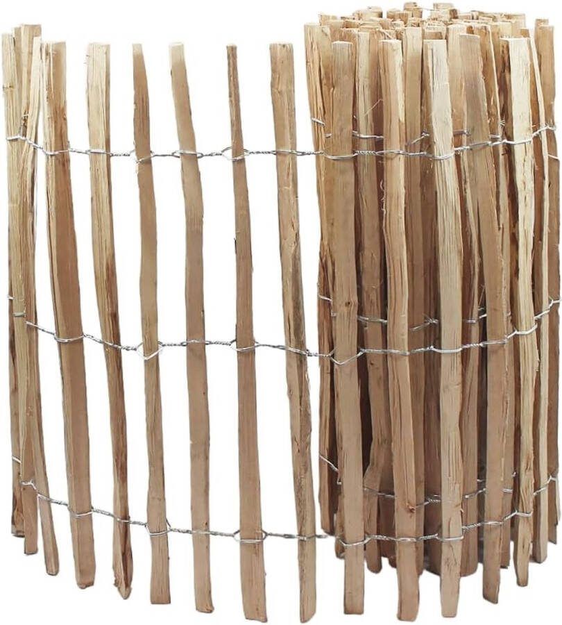 Schapenhek tuinhek 100 cm hoog voor omheining wilgentenen en vijvers stabilisatie van klimplanten omheining van hazelnoothout met staaldraad kleur naturel lengte 500 cm 3-4 cm