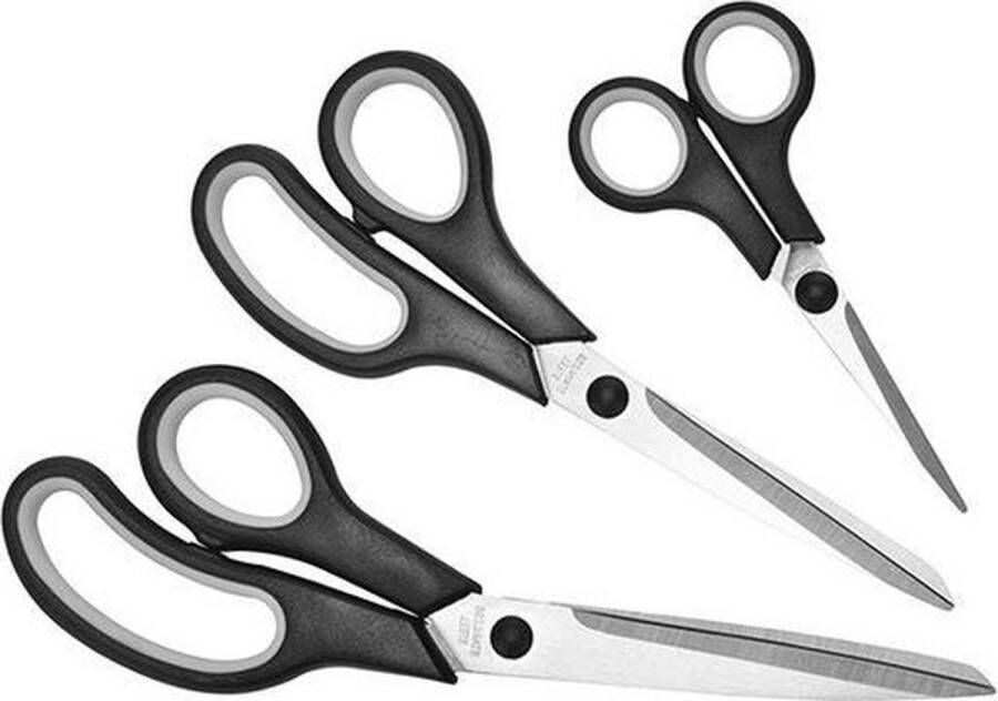 Huishoud keuken scharen set 3-delig zwart roestvrijstaal Huishoudschaar borduurschaar kleermakersschaar
