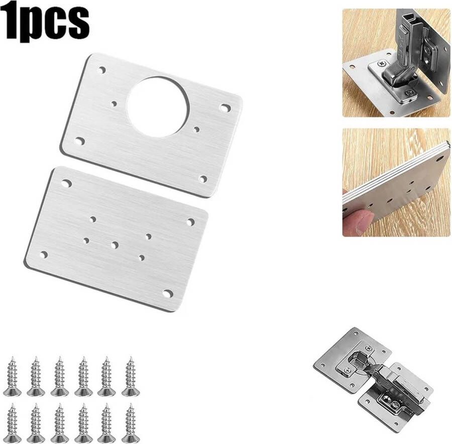 Scharnier reparatie plaat platen- Set Inclusief 12 schroeven 2 Stuks 90 x 46mm