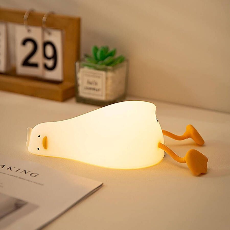 D-luxe Schattig Eendje Nachtlampje LED Siliconen Lamp met Touch Sensor Drie Helderheidsstanden USB Oplaadbaar