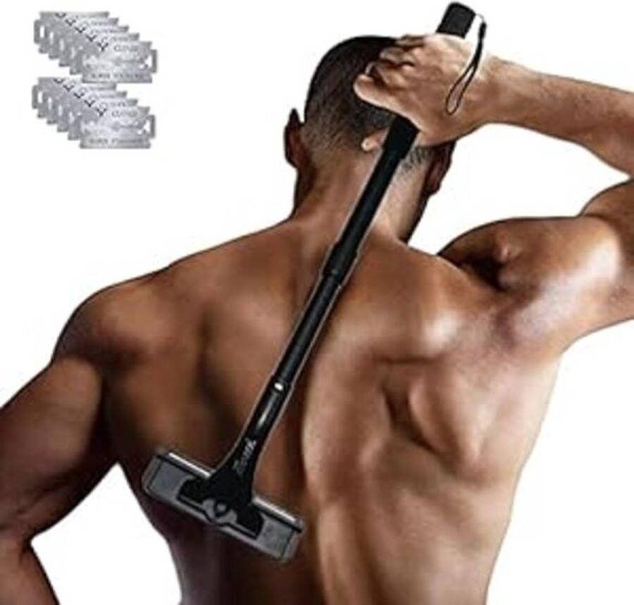 Scheerapparaat Mannen Trimmer Rug Scheren Bakblade Back Shaver Rug Scheermes Verstelbaar tot 55 cm Inclusief 10 Navulmesjes Universeel