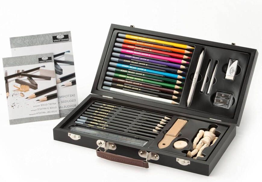 Schets- en tekenset voor beginners met potloden Tekendoos