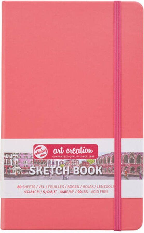 Schetsboek 13x21 cm 140g coral red