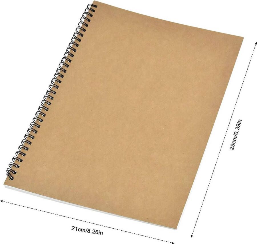Schetsboek A4 2 stuks 160 g m² spiraalbinding schetsblok 140 pagina's tekeningsschetsboek kraftomslag blanco papier schetsen notitieboek voor kunstenaars aquarel kinderen volwassenen