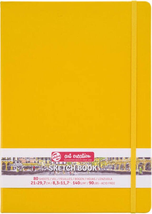 Schetsboek Tekenboek Harde kaft Met Elastiek Golden Yellow 21x29 7cm 140gr 80blz Talens
