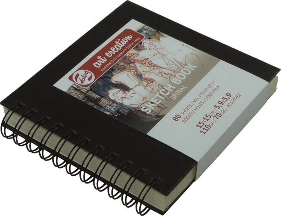 Schetsboek Tekenboek Met ringband Zwart 15x15cm Art Creation