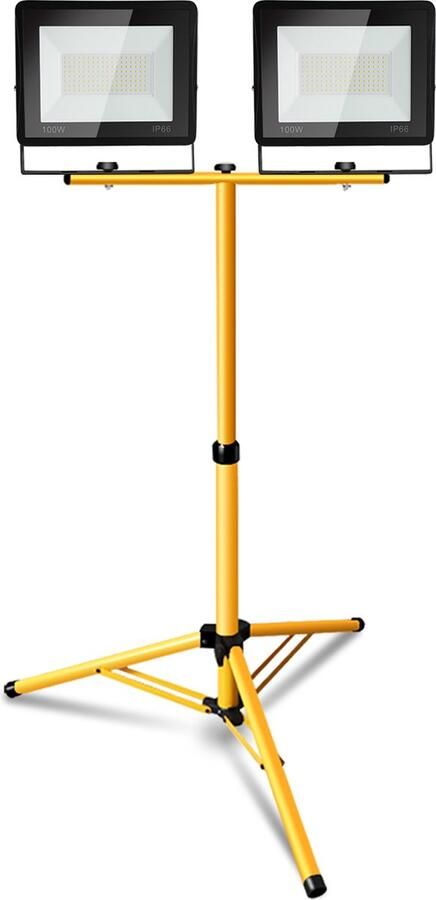 Schijnwerper statief LED bouwlamp schijnwerper op statief IP66 LED Bouwlampen 2x 100W Koud wit