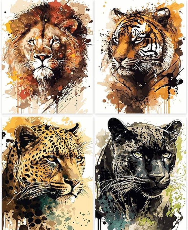 Schilderen op nummer Acrylpigmenttekening Schilderwerk 4 Pieces 40x50cm