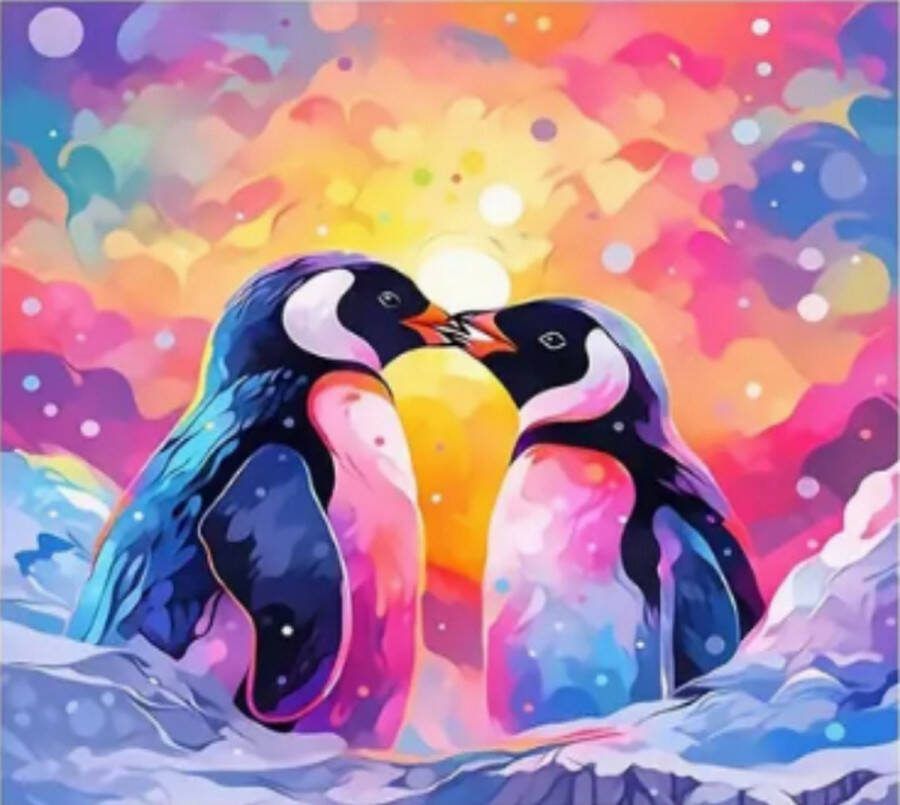 Schilderen op nummer Paint by Number Numbers Nummers Pinguin Pinguïn Pinguins Pinguïns Pingu 40 x 50 cm Cijfer Cijfers
