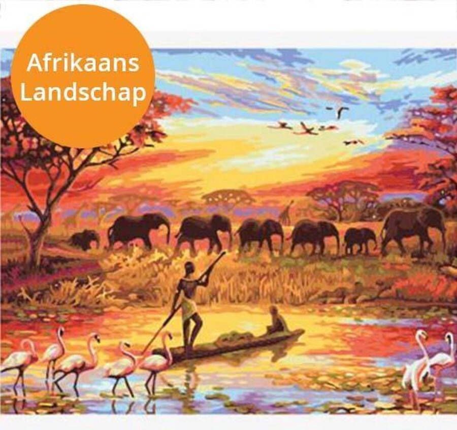 Merkloos Sans marque Schilderen op nummer volwassenen Paint by numbers Afrikaans landschap Afrika DIY Verven