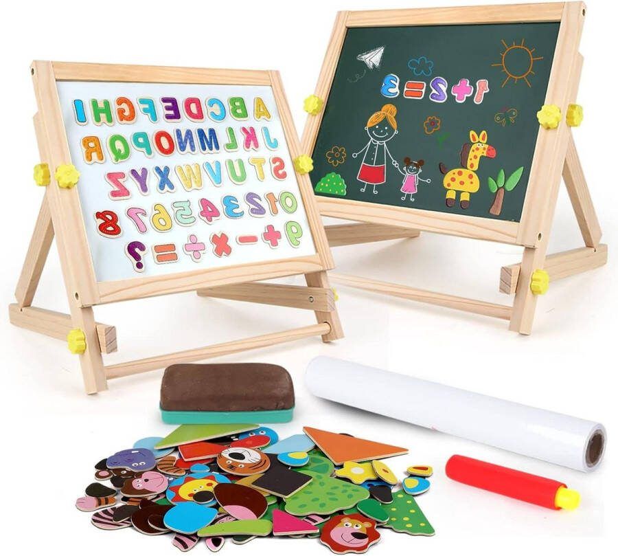 Schildersezel 3-in-1 kinderen dubbelzijdig magnetisch zwart-wit bord alfabet puzzel educatief speelgoed 3-4-5-6 jaar