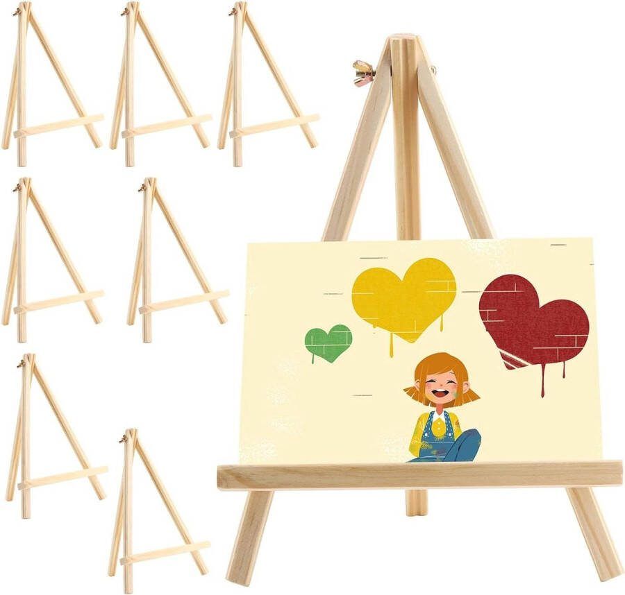 Schildersezel 8 Pack 30 x 20 CM Houten tafelblad ezel mini-ezel met beweegbare bar verstelbare houten standaard voor schilderijen tekeningen ingelijste foto's borden