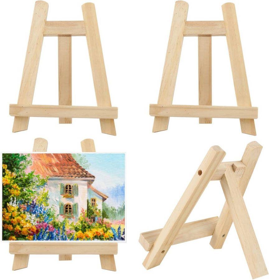 Schildersezel Houten Fotostandaard Kleine Tafelschildersezel Mini-houten Ezel Kunstwerken Tentoonstelling Bruiloft Verjaardag Feest 15 x 20 cm