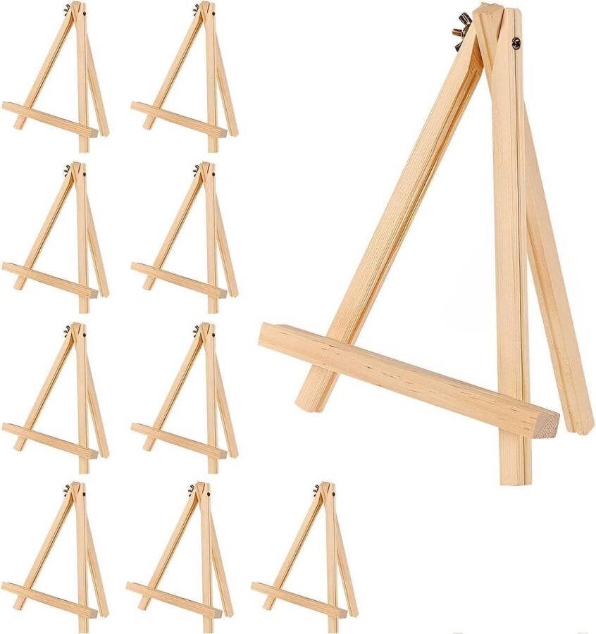 Schildersezel Mini Houten Kunstenaarsezel 19 cm Houten Tafelbladweergave-ezel Standaard voor Kleine Doeken Kinderambachten Visitiekaartjes Set van 10
