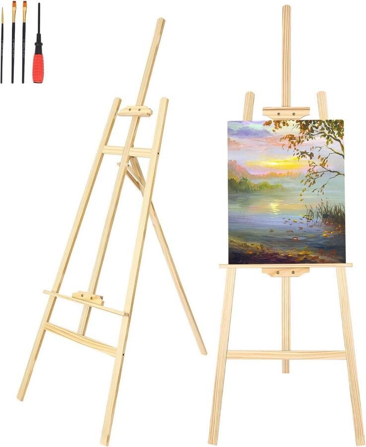 Schildersezel tafelmodel 175 cm groot- inklapbaar en verstelbaar- massief houten fotostandaard- ateliersezel voor kunstschilderen- buitenreclame- kinderen- volwassenen schildersezel tafelmodel