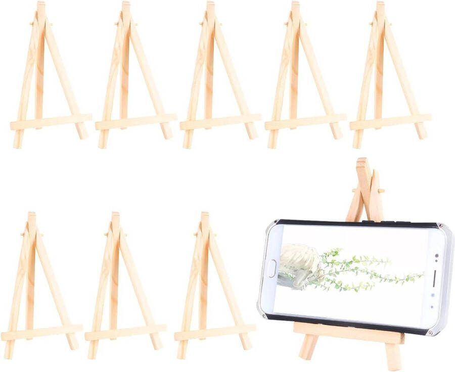 Schildersezel tafelmodel 8 stuks houten tafelezel mini fotostandaard houder schildersezel decoratie bruiloft verjaardag feest 9 x 16 cm schildersezel tafelmodel