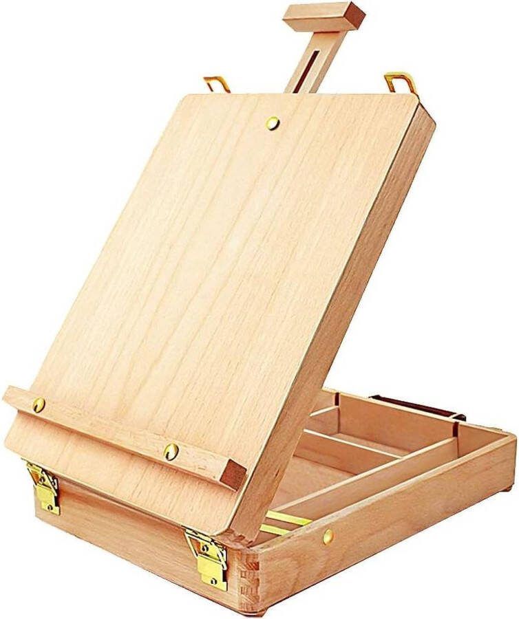 Schildersezel tafelmodel Houten kunstschildersezel met schetsdoos Voor studenten kunstenaars en beginners schildersezel tafelmodel