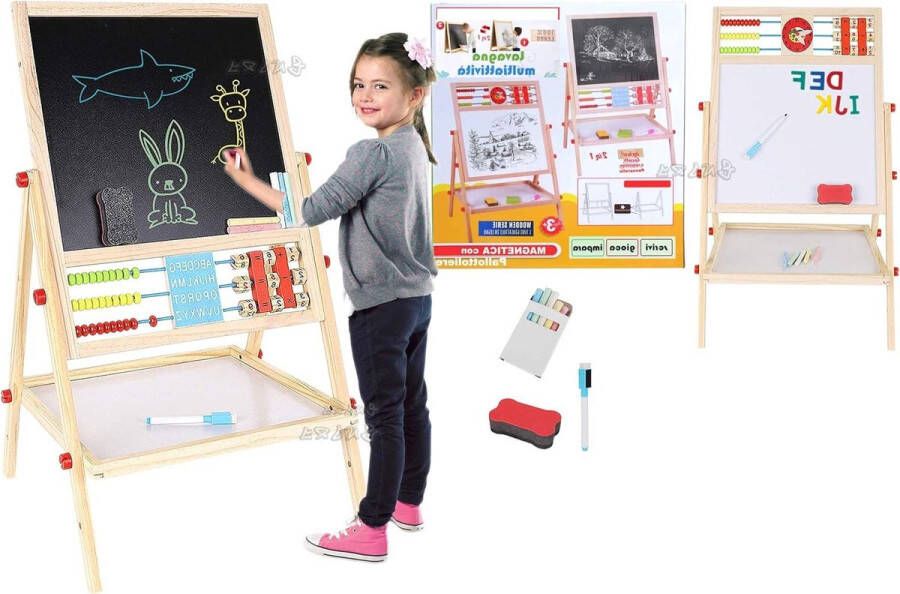 Schildersezel voor kinderen houten bord multifunctioneel krijtbord rol van papier magnetisch