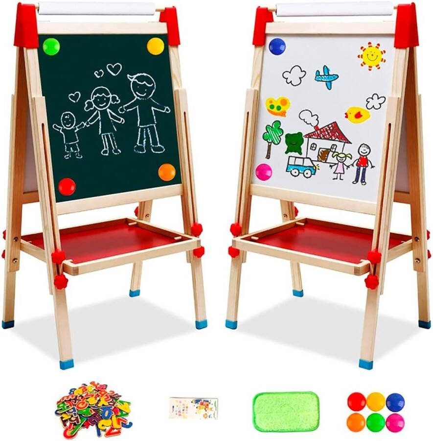 Schildersezel voor kinderen met papierrol Dubbelzijdig whiteboard Staande ezels met cijfers en accessoires voor peuters