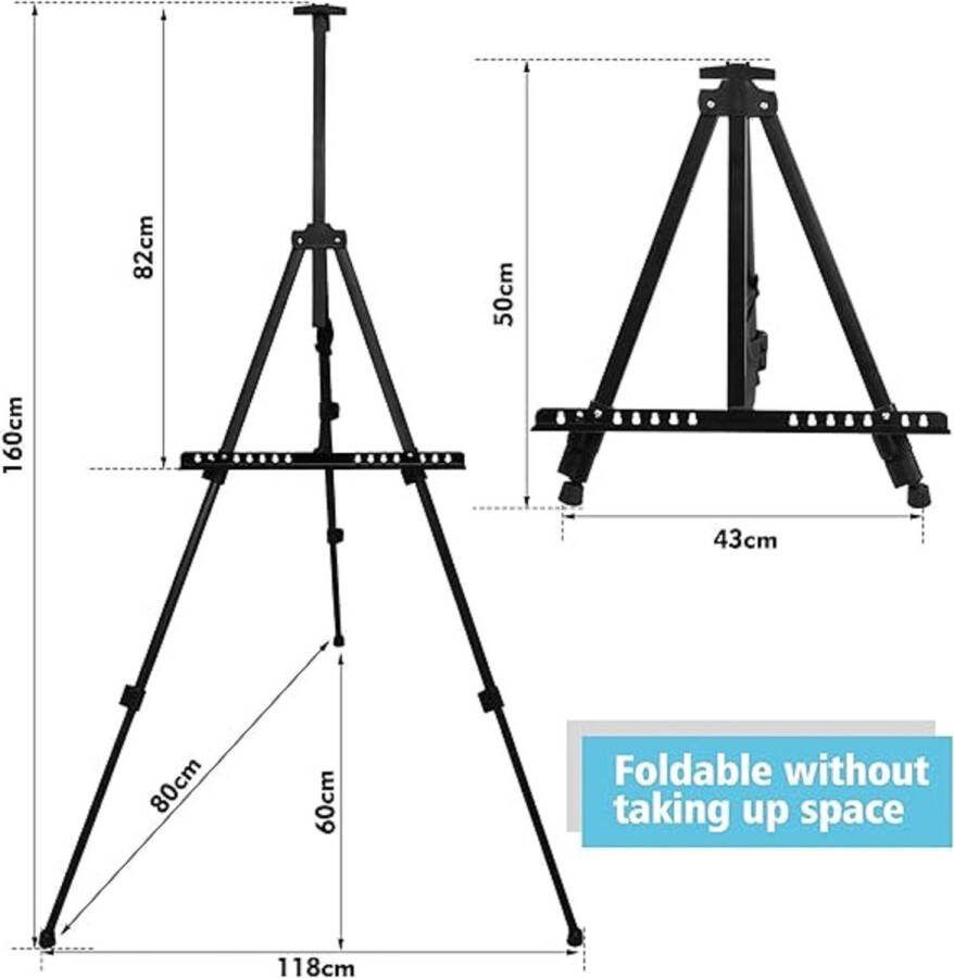 Schildersezels Easels for every size 80D x 43W x 160H centimetres