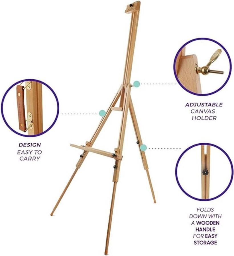 Schildersezels Easels for every size 87D x 80W x 192H centimetres