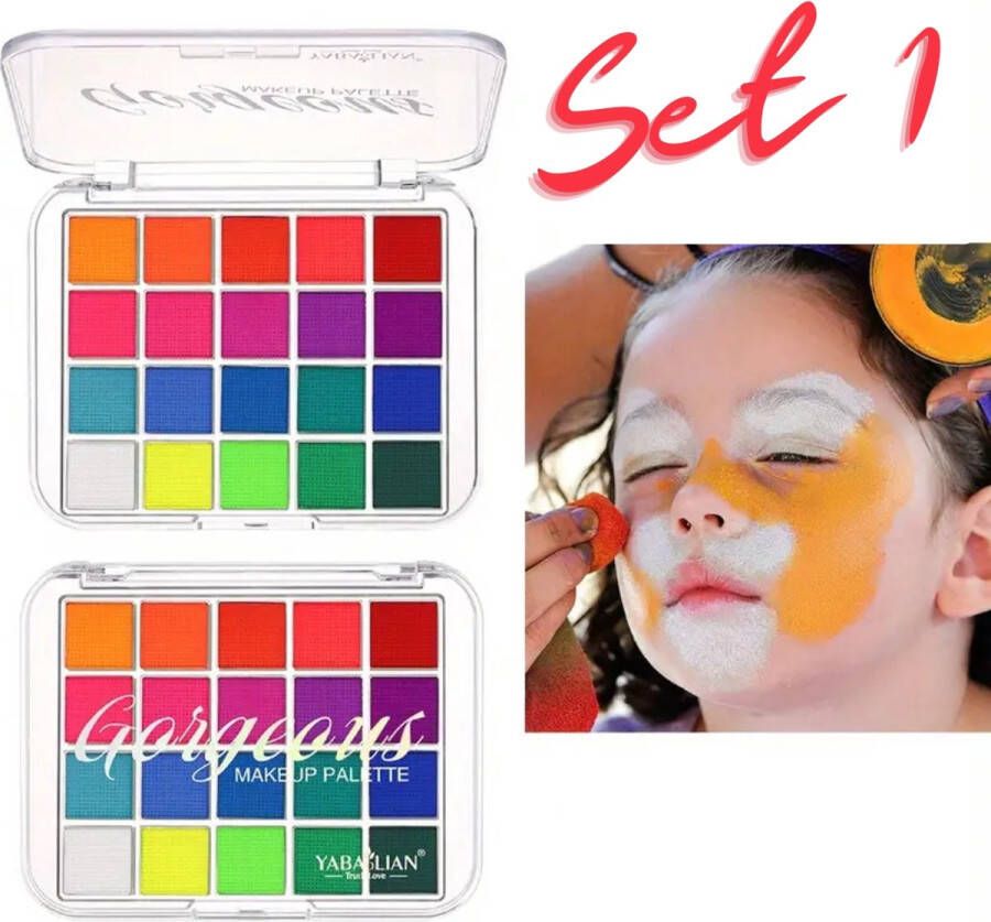 YabaLian Schminkset #1 20 kleuren Make up set Oogschaduw Halloween make up Cosplay Feestjes Theater Carnaval & Podium Schminkset voor kinderen Make u