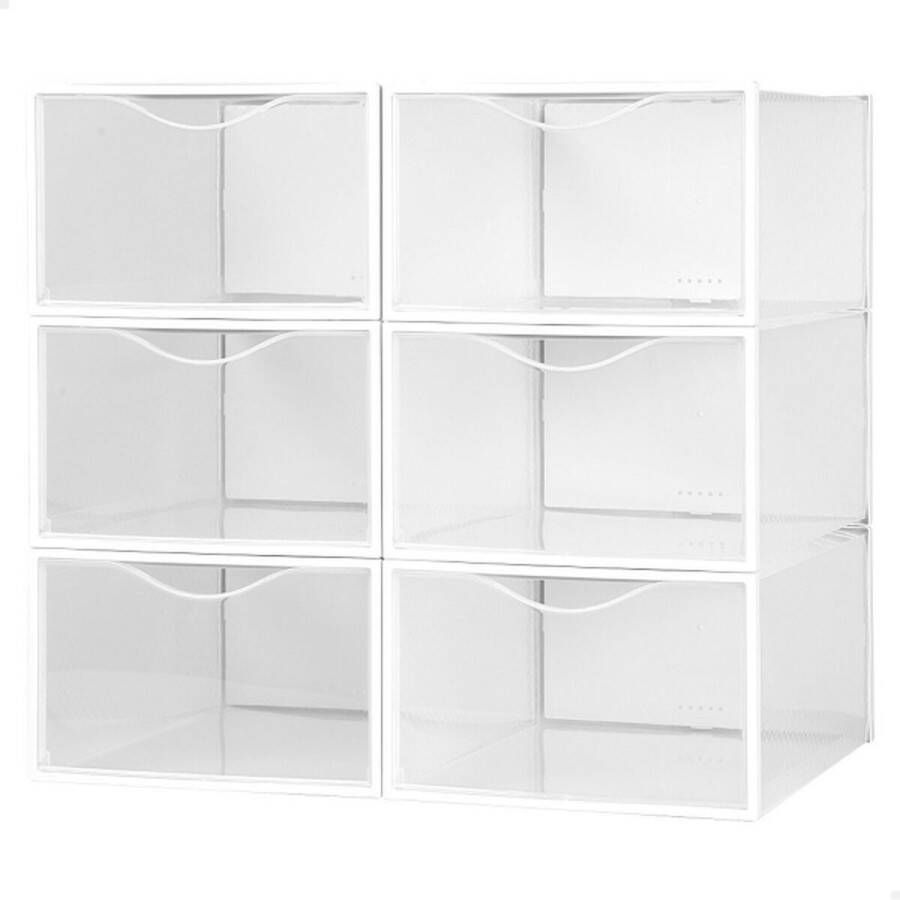 Schoenen organizer Schoenen Box Home Opstabelbare schoenenvakjes 6 stuks WIT POLYPROPYLEEN ABS 23 X 14 5 X 33 5 CM