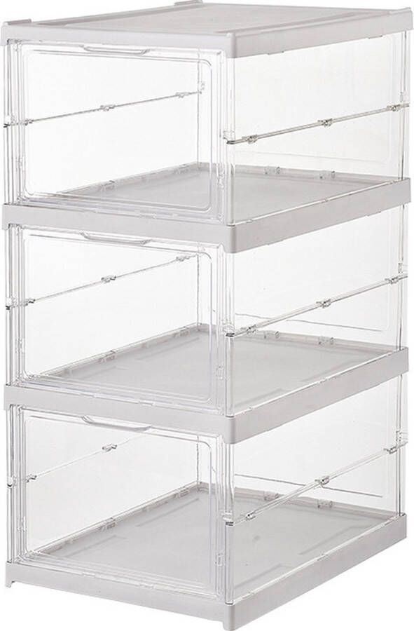 Schoenendoos transparant Schoenenbox Sneakerbox Opbergdoos voor schoenen Schoenenkast Opbergdozen Set van 3 Opvouwbaar 38 x 27 6 x 20 cm Model: 1158-1