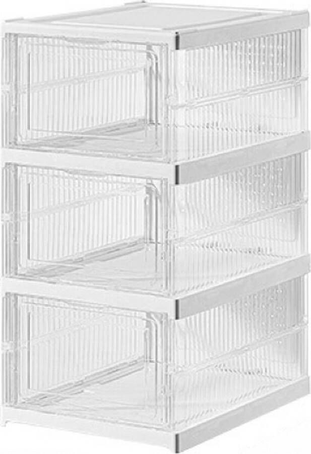 Schoenendoos transparant Schoenenbox Sneakerbox Opbergdoos voor schoenen Schoenenkast Opbergdozen Set van 3 Opvouwbaar Ademend 34 5 x 25 5 x 20 cm Model: 1158-5