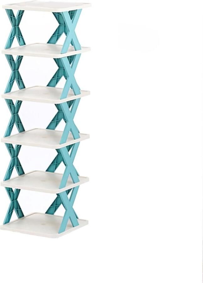 Schoenenkast 6 Tier Smalle Schoenenrek Kleine Entryways en Kasten Blauw