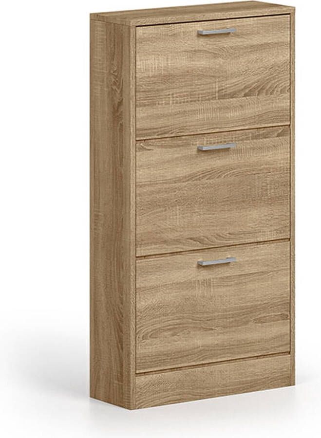 Schoenenkast Maureen Sonoma 6 paar schoenen Breedte 63 cm Hoogte 120 cm Diepte 23 cm Met kleppen