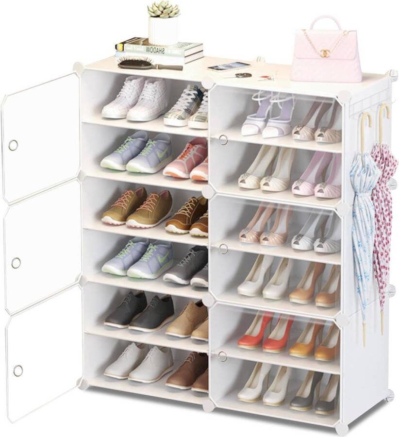 Schoenenkast met deur en uittrekbare lagen voor schoenen wit