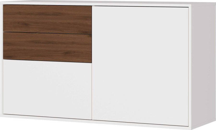 Schoenenkast Ollie Lichtgrijs 12 paar schoenen Breedte 118 cm Hoogte 68 cm Diepte 41 cm Met lades Met openslaande deuren