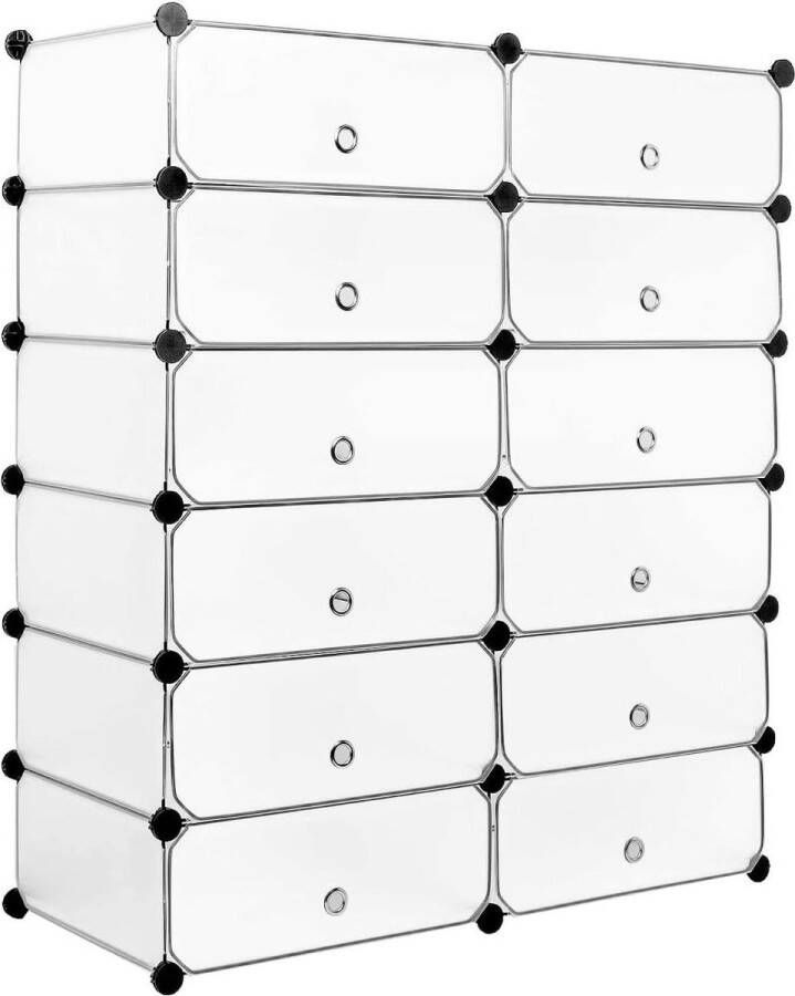 Schoenenkast Opbergkast voor 24 paar schoenen Schoenenrek van kunststof 91 x 36 x 105 cm wit