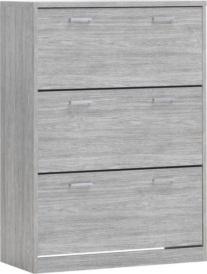 Schoenenkast Roan Grijs 18 paar schoenen Breedte 87 cm Hoogte 122 cm Diepte 36 cm Met kleppen